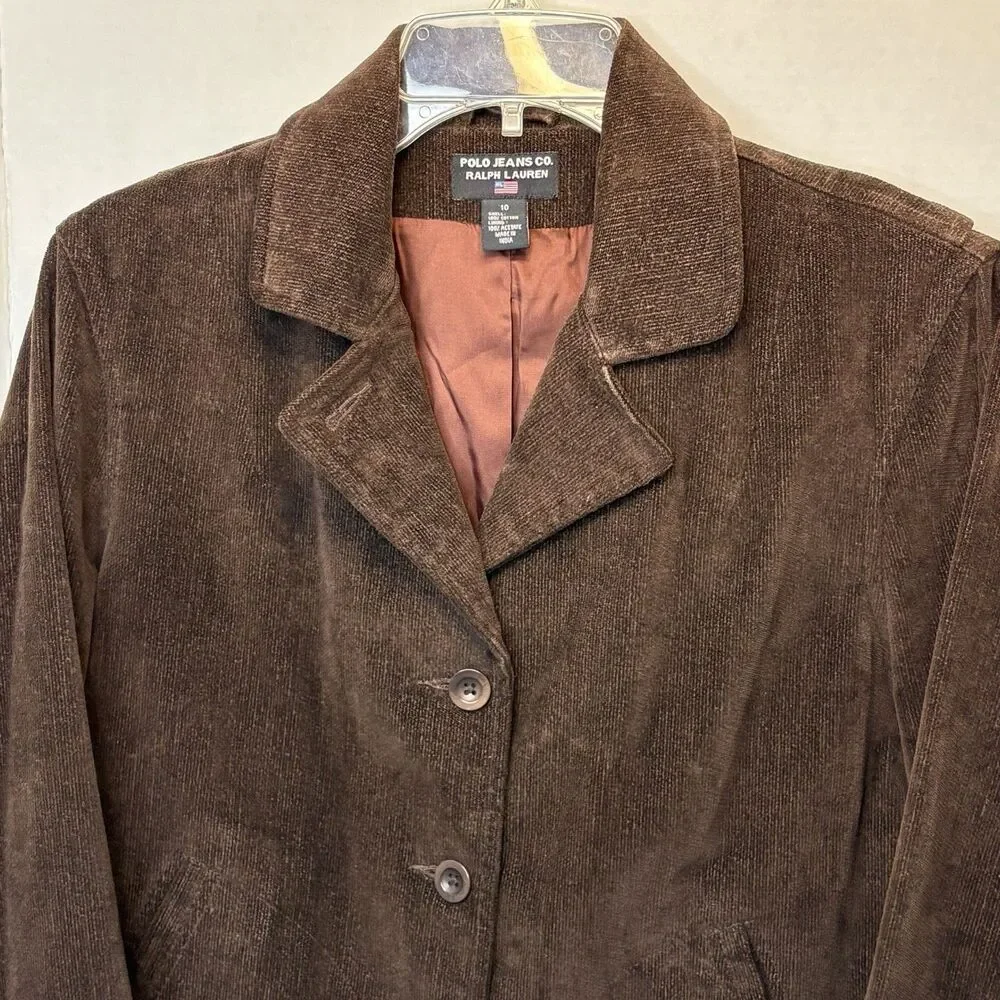 Vintage Polo Jeans Co Ralph Lauren Women’s Corduroy Blazer Size 10 Old Money 90s - Picture 2 of 11